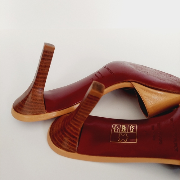 Vintage Burberry Leather Studded Accents Slides - Picture 9 of 15